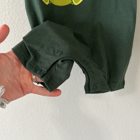 NWT Peppy Mini 2T Toddler Green Dragon Stripes Short Sleeve Romper - Picture 4 of 9